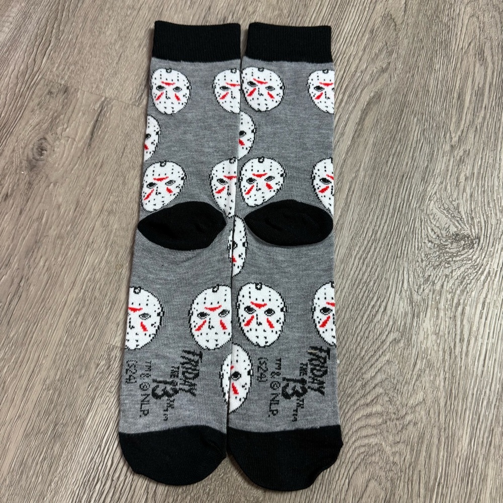 Friday the 13th Jason Voorhees Mask Crew Socks - Picture 2 of 5